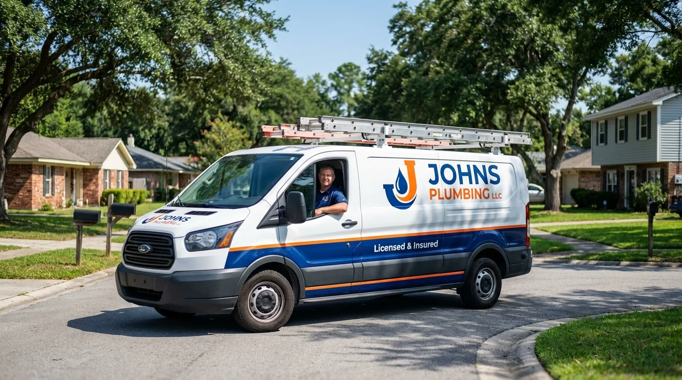 Johns Plumbing LLC service van in Attica, IN
