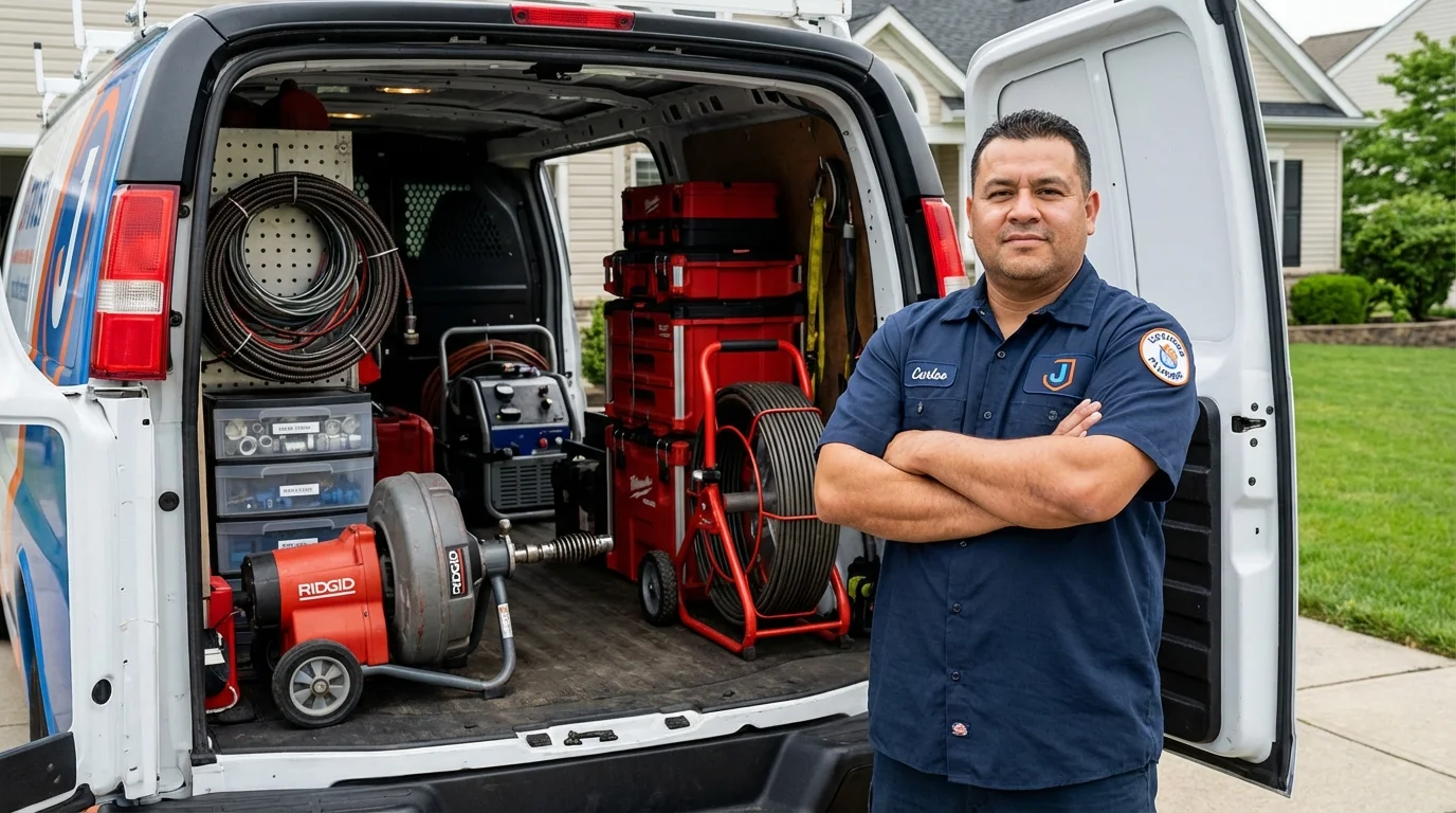 Professional drain cleaning equipment and Johns Plumbing LLC plumber in Attica