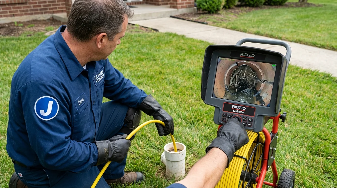 Sewer camera inspection being performed by Johns Plumbing LLC in Attica