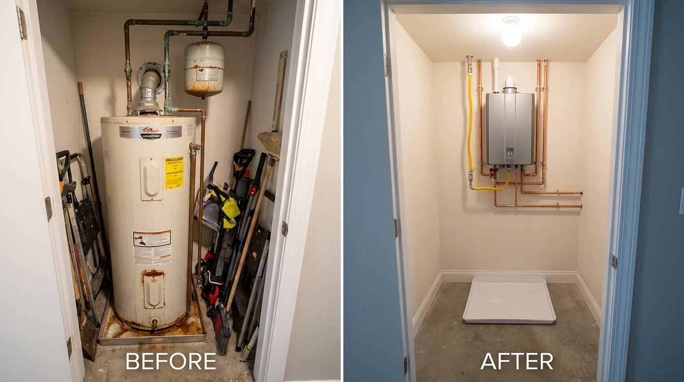 Tank water heater versus wall-mounted tankless unit comparison for Attica, IN homeowners
